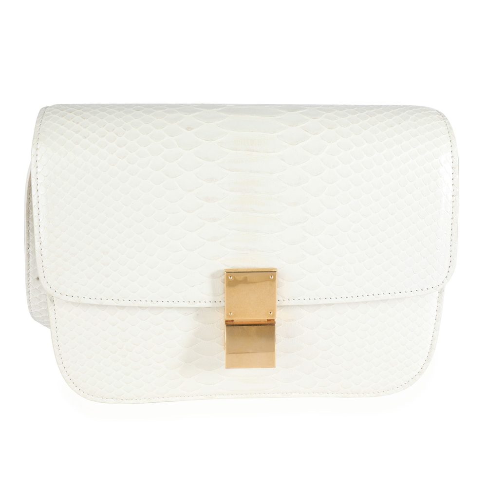 Celine Cream Python Medium Classic Box Bag - image 1
